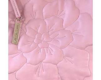 Anne Fontaine pink leather purse with embroidered flower