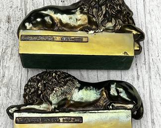 Brass lion bookends