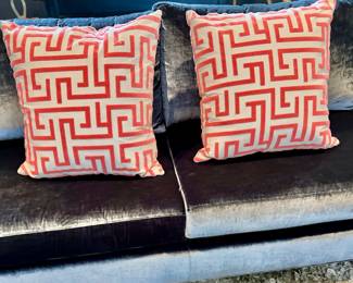 Schumacher designer down pillows, 20" square each