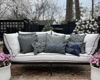 Large selection of Restoration Hardware Outdoor/Indoor decorative pillow covers - all brand new (most with tags). Retail $180-$320 each cover. Deeply discounted.