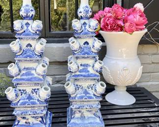Assorted hand painted ginger jars and urns, tulipiere