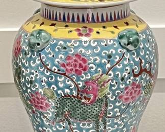 Assorted hand painted ginger jars and urns