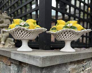 Lemon majolica style compte displays, Made in Italy