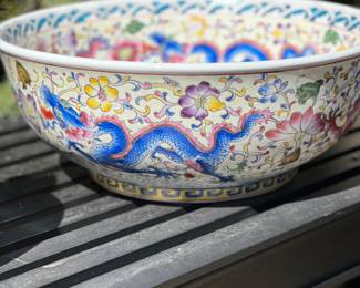 Vintage Hand painted dragon sink basin