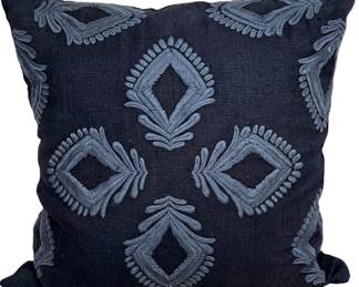 Large Serena and Lily pillow cover navy blue with embroidery.