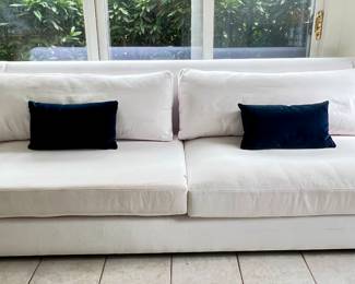 Restoration Hardware RH Belgian Slope Arm Sofa, Luxe Depth, White Perennials Performance Upholstery 107"L x 40"D (this item is located in Bethesda, MD storage unit). Purchased Feb 2025. Stain on back.