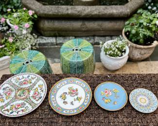 Elegant Famille Rose–inspired fine bone china plate sets — includes charger, dinner, appetizer, and bread sizes. Each pattern is richly hand-detailed with florals, birds, and butterflies in the classic Famille Rose palette. Sold in coordinated sets of 4. Not Williams Sonoma, though similar in style — these are higher quality and not mass produced. Beautiful for display or formal dining.