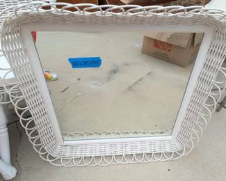 White Ratan Wall Mirror