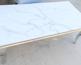 NEW Coffee Table - Marble Like Top with Chrom Legs
