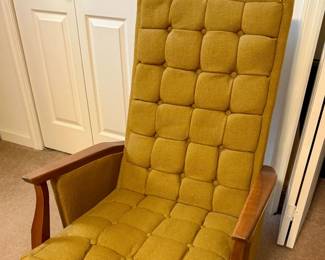 MCM mustard colored tufted glider armchair