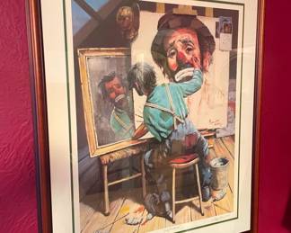 Signed Emmitt Kelly self portrait