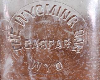 Rare Wyoming bottles, including pint and half pint flasks from THE WYOMING BAR CASPAR WYO.