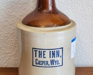 RARE early Casper, Wyoming whiskey jugs advertising Casper saloons.