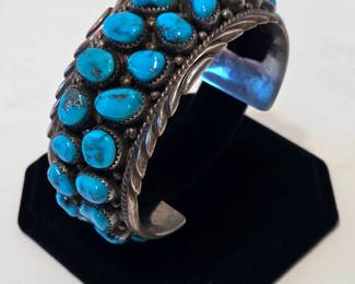 Navajo silver and turquoise cuff bracelets