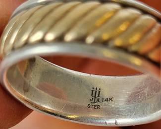 James Avery 14K gold & silver man's ring size 10