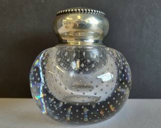 Pairpoint inkwell with sterling top