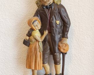 Antique cast iron doorstop Little Nell & Grandfather with original paint
