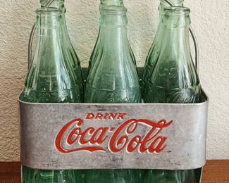 Coca-Cola bottle carrier with Casper, Wyoming bottles