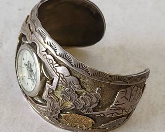 Navajo silver watch cuff bracelet