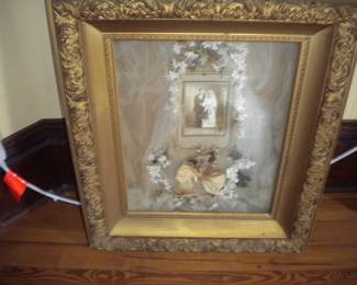 Antique preserved wedding veil and photo