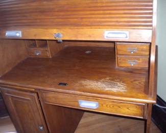 Roll top oak computer desk