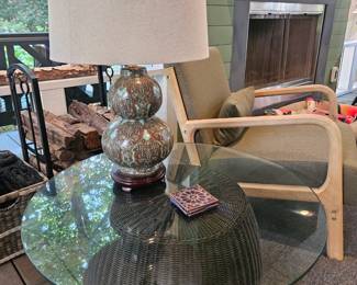 Wicker Base Table 30 round x 18 tall Lamp