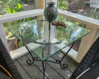 Glass Table 24 x 24 x 23 tall Metal Base