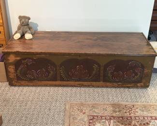 Large low hand painted box chest