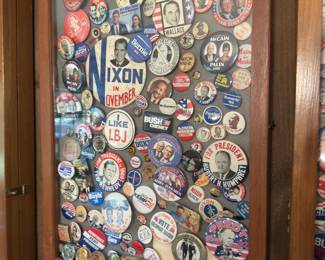 Political buttons from various generations 