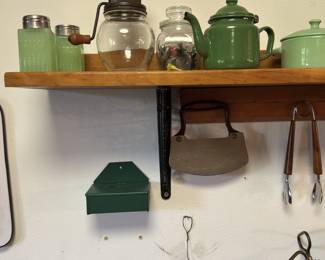 Wonderful assortment kitchen items mostly in green tones 