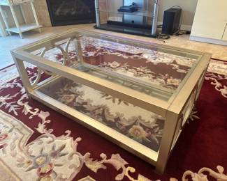 NEW BASSETT COFFEE TABLE IN CHAMPAGNE FINISH. MATCHING END TABLE AND LAMP AVAILABLE