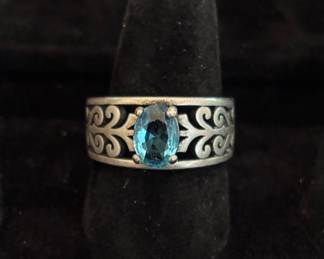 James Avery blue topaz Adoree Silver ring