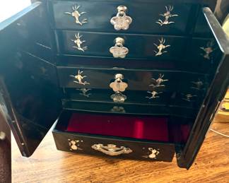 Vintage Asian Black jewelry box