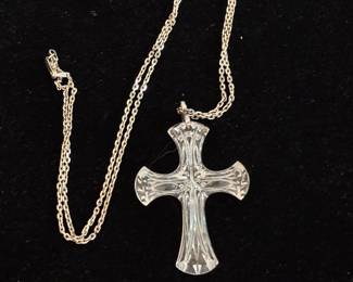 925 Silver chain Cross glass Pendant