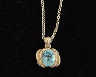 Sterling Silver & blue topaz necklace