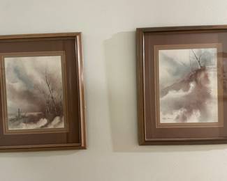 Vintage 1980 Signed Peggy Brown Landscapes Framed and Matted