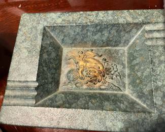 Vintage Japanese cast-iron brutalist ashtray