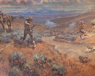 CM Russell Buffalo Bills Duel With Yellowhand Art Print