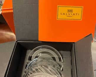 New Salviati Venezia Crystal Coasters Art Glass with Box 