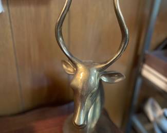 Vintage Pair of Solid Brass Gazelle Antelope Head Sculptures (Each sold separately) 