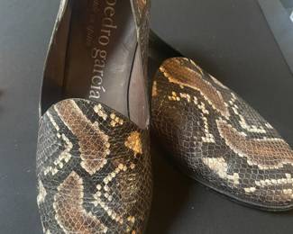 PEDRO GARCIA Exotic Python Snakeskin Embossed Leather Loafers 