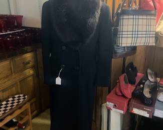 Neiman Marcus Cashmere Coat with Fur Trim