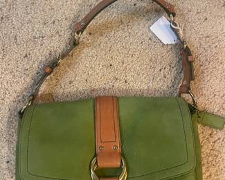 Coach Suede Green Bag with silk lining