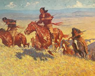 The Buffalo Runners Big Horn Basin art print by Frederic Remington