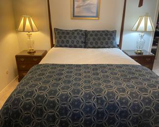 Queen Size Four Poster Bed and two nightstands