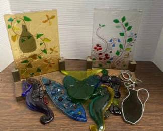 Fused Glass Art In Stands Smaller Pieces To Hang