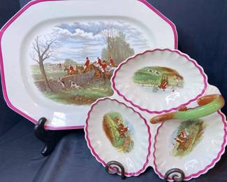 Vintage Copeland Spode England Red Rim Service Ware