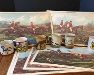 Foress Hunting Sketches Laminated With Horse Mugs Some Pottery