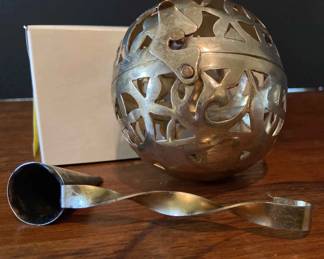 Sterling Silver Potpourri Ball With Silver Candle Sniffer