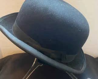 Vintage Womens Henry Heath Black Felt Bowler Hat